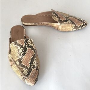 Madewell Frances Skimmer Mule Snake Skin Sz 10 Boho Preppy Money Mobs Wife Chic